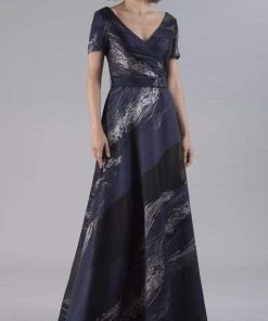 Gia Franco - 12050 Short Sleeve Printed A-line Dress