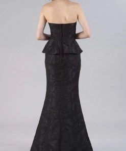 Gia Franco - 12052 Strapless Jacquard Peplum Dress