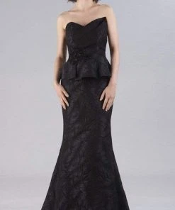 Gia Franco - 12052 Strapless Jacquard Peplum Dress