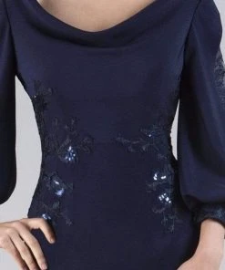 Gia Franco - 12055 Cowl Neck Sequined Midi Dress