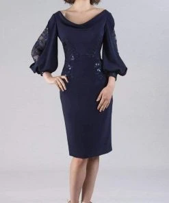 Gia Franco - 12055 Cowl Neck Sequined Midi Dress