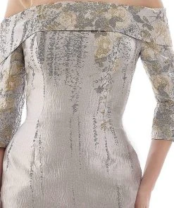 Gia Franco - 12974 Quarter Sleeve Metallic Floral Off Shoulder Dress 7 Gia Franco - 12974 Quarter Sleeve Metallic Floral Off Shoulder Dress