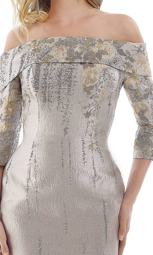 Gia Franco - 12974 Quarter Sleeve Metallic Floral Off Shoulder Dress 5 Gia Franco - 12974 Quarter Sleeve Metallic Floral Off Shoulder Dress
