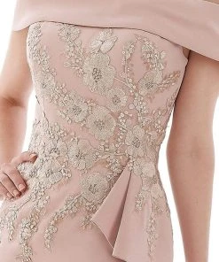 Gia Franco - 12976 Off Shoulder Embroidered Floral Sheath Dress