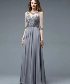 Colors Dress Glow By Colors - G330SL-1 Sequined Illusion Bateau A-line Gown