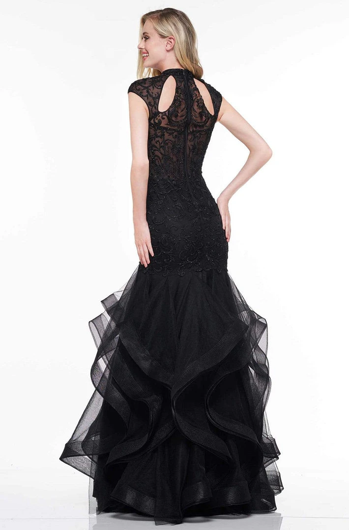 Colors Dress Glow By Colors - G842 High Neck Ruffled Trumpet Dress 4 Colors Dress Glow By Colors - G842 High Neck Ruffled Trumpet Dress