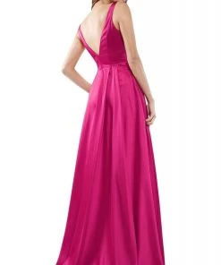 Colors Dress Glow Dress - G904 Deep V-Neck Satin A-Line Gown