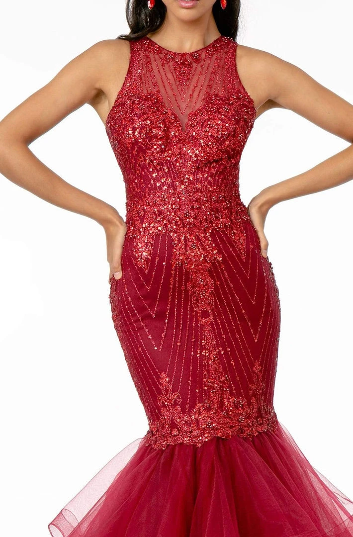 GLS By Gloria - GL1822 Glitter Beaded Tiered Mermaid Gown 8 GLS By Gloria - GL1822 Glitter Beaded Tiered Mermaid Gown