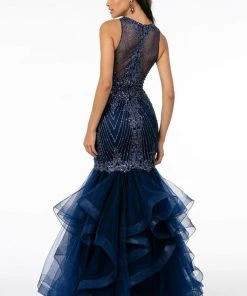 GLS By Gloria - GL1822 Glitter Beaded Tiered Mermaid Gown 9 GLS By Gloria - GL1822 Glitter Beaded Tiered Mermaid Gown