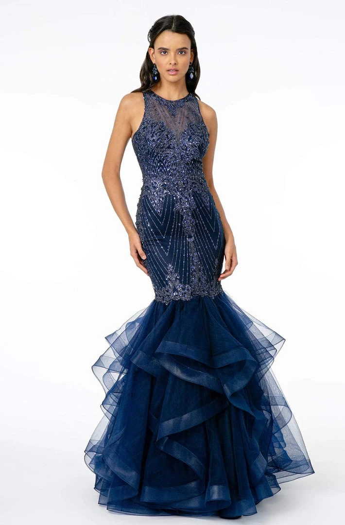 GLS By Gloria - GL1822 Glitter Beaded Tiered Mermaid Gown 3 GLS By Gloria - GL1822 Glitter Beaded Tiered Mermaid Gown