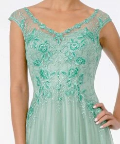 GLS By Gloria - GL1826 Beaded Lace Embroidered Bodice A-Line Gown 22 GLS By Gloria - GL1826 Beaded Lace Embroidered Bodice A-Line Gown