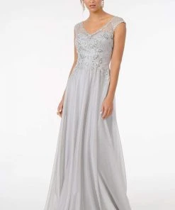 GLS By Gloria - GL1826 Beaded Lace Embroidered Bodice A-Line Gown 24 GLS By Gloria - GL1826 Beaded Lace Embroidered Bodice A-Line Gown