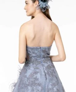 GLS By Gloria - GL1834 Feather Embellished Strapless Ballgown 9 GLS By Gloria - GL1834 Feather Embellished Strapless Ballgown