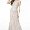 GLS By Gloria - GL1841 Embellished Halter Neck Trumpet Dress