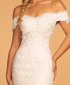 GLS By Gloria - GL2594 Lace Off-Shoulder Mermaid Dress With Train 8 GLS By Gloria - GL2594 Lace Off-Shoulder Mermaid Dress With Train