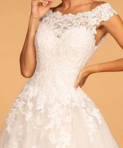 GLS By Gloria - GL2596 Scalloped Bateau Neck Lace Ballgown 8 GLS By Gloria - GL2596 Scalloped Bateau Neck Lace Ballgown