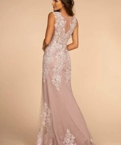 GLS By Gloria - GL2616 Cap Sleeve Appliqued Illusion Mermaid Gown