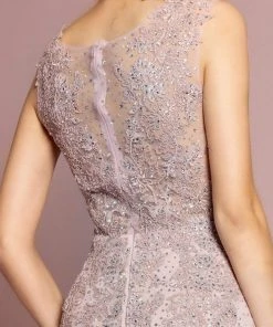 GLS By Gloria - GL2616 Cap Sleeve Appliqued Illusion Mermaid Gown