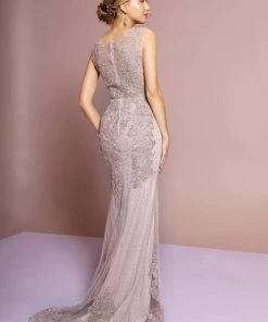 GLS By Gloria - GL2616 Cap Sleeve Appliqued Illusion Mermaid Gown