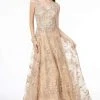 GLS By Gloria - GL2884 Embroidered V-Neck A-Line Gown