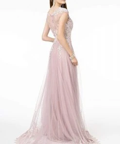 GLS By Gloria - GL2886 Embroidered Scoop Neck A-Line Gown