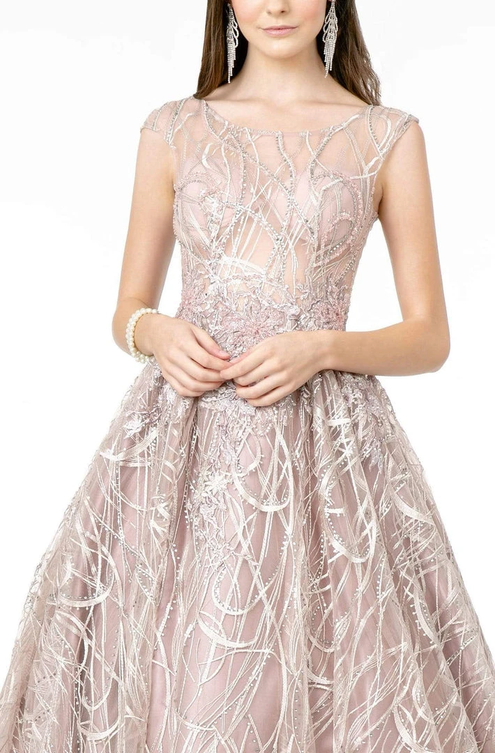 GLS By Gloria - GL2890 Illusion Cap Sleeve Embroidered A-Line Gown 8 GLS By Gloria - GL2890 Illusion Cap Sleeve Embroidered A-Line Gown