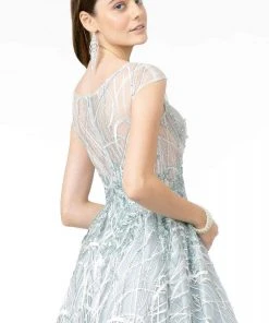 GLS By Gloria - GL2890 Illusion Cap Sleeve Embroidered A-Line Gown 10 GLS By Gloria - GL2890 Illusion Cap Sleeve Embroidered A-Line Gown