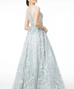 GLS By Gloria - GL2890 Illusion Cap Sleeve Embroidered A-Line Gown