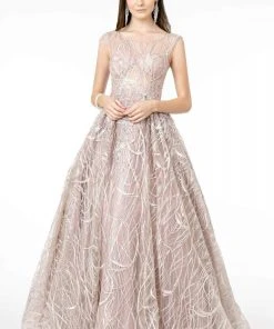 GLS By Gloria - GL2890 Illusion Cap Sleeve Embroidered A-Line Gown 12 GLS By Gloria - GL2890 Illusion Cap Sleeve Embroidered A-Line Gown