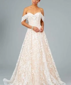 GLS By Gloria - GL2937 Embroidered Off The Shoulder A-line Gown