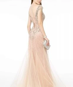 GLS By Gloria - GL2945 Embellished Bateau Trumpet Dress