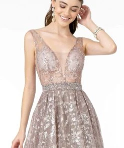 GLS By Gloria - GL2971 Embroidered Deep V-Neck A-Line Dress 8 GLS By Gloria - GL2971 Embroidered Deep V-Neck A-Line Dress