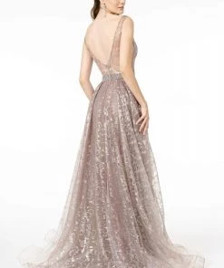 GLS By Gloria - GL2971 Embroidered Deep V-Neck A-Line Dress 7 GLS By Gloria - GL2971 Embroidered Deep V-Neck A-Line Dress