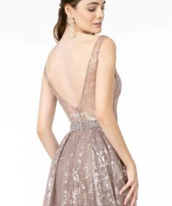 GLS By Gloria - GL2971 Embroidered Deep V-Neck A-Line Dress 9 GLS By Gloria - GL2971 Embroidered Deep V-Neck A-Line Dress