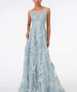 GLS By Gloria - GL2979 Embroidered Bateau A-Line Gown