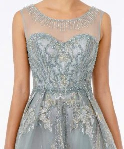 GLS By Gloria - GL2980 Embroidered Scoop Neck A-Line Dress