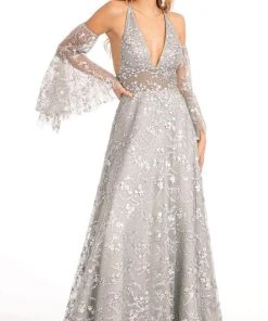 GLS By Gloria GL3002 - Sleeveless Halter V-neck Long Gown