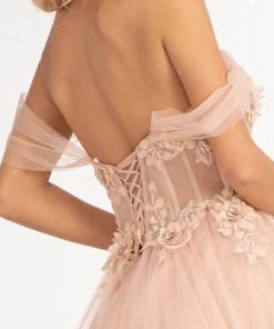 GLS By Gloria GL3007 - Illusion Plunging V-neck Long Gown