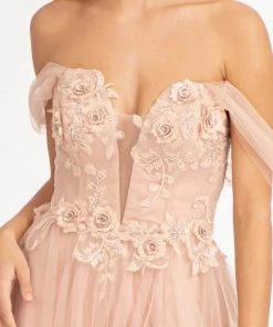 GLS By Gloria GL3007 - Illusion Plunging V-neck Long Gown