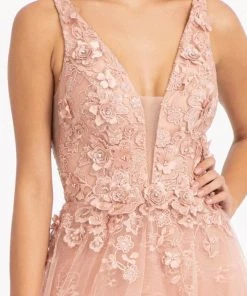 GLS By Gloria GL3012 - Sleeveless Deep V-neckline Evening Gown