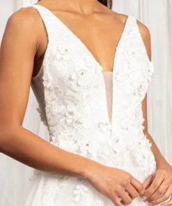 GLS By Gloria GL3012 - Sleeveless Deep V-neckline Evening Gown