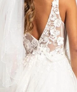 GLS By Gloria GL3012 - Sleeveless Deep V-neckline Evening Gown