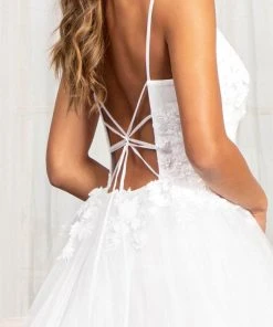 GLS By Gloria GL3013 - Sleeveless Plunging V-neck Wedding Gown