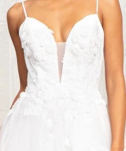 GLS By Gloria GL3013 - Sleeveless Plunging V-neck Wedding Gown