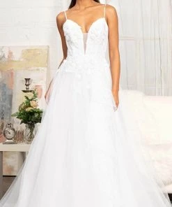 GLS By Gloria GL3013 - Sleeveless Plunging V-neck Wedding Gown