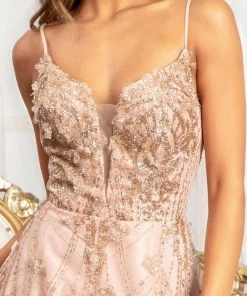 GLS By Gloria GL3031 - Embroidered Plunging Sweetheart A-Line Dress