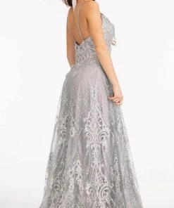 GLS By Gloria GL3031 - Embroidered Plunging Sweetheart A-Line Dress