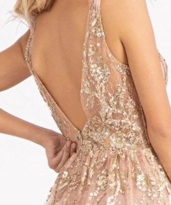 GLS By Gloria GL3048 - Sleeveless Feather A-line Dress