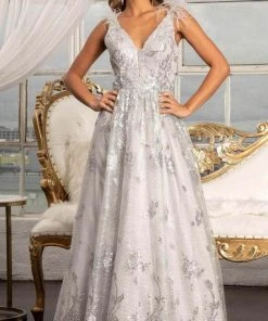 GLS By Gloria GL3048 - Sleeveless Feather A-line Dress