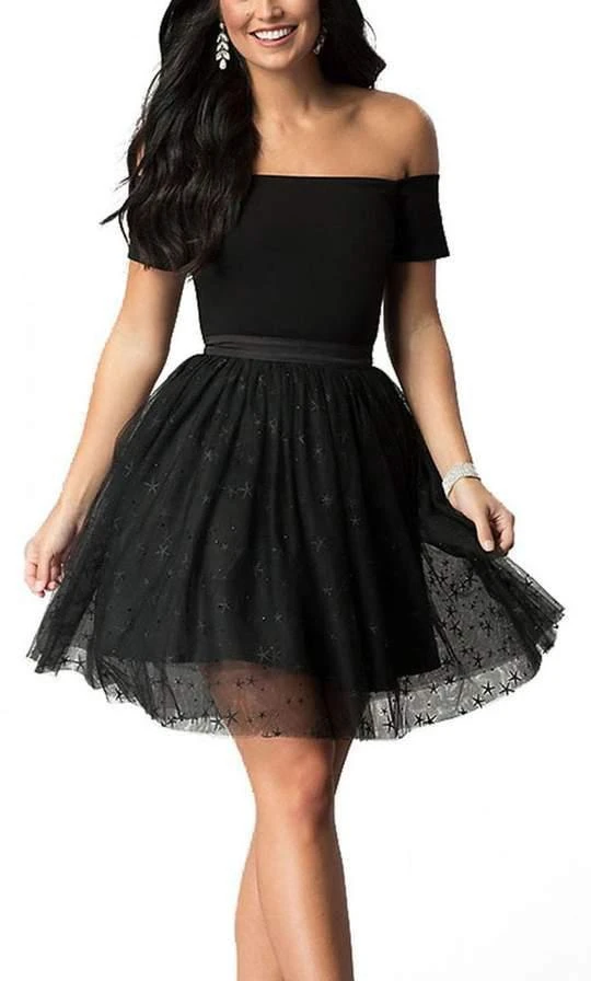 Harper And Lemon - 221111 Sleek Off-Shoulder Tulle A-line Dress Short Dresses 3 Harper And Lemon - 221111 Sleek Off-Shoulder Tulle A-line Dress Short Dresses